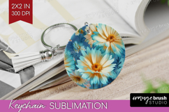 3D Flowers Keychain PNG - Summer Keychain Sublimation Product Image 1