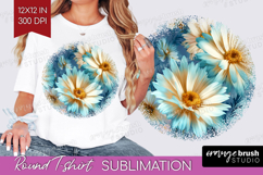 3D Flowers Round Tshirt Background - Summer PNG Sublimation Product Image 1