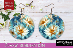 3D Flowers Round Earrings - Summer PNG Sublimation Product Image 1