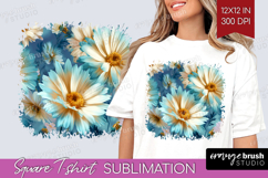 3D Flowers Square Tshirt Background - Summer PNG Sublimation Product Image 1
