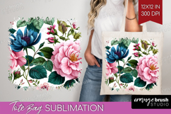 3D Flowers Tote Bag - Summer Tote Bag PNG Sublimation Product Image 1