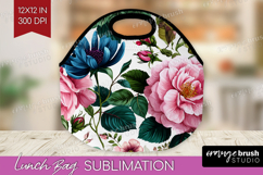 3D Flowers Lunch Bag - Summer Lunch Bug PNG Sublimation Product Image 1