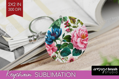 3D Flowers Keychain PNG - Summer Keychain Sublimation Product Image 1