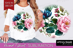 3D Flowers Round Tshirt Background - Summer PNG Sublimation Product Image 1