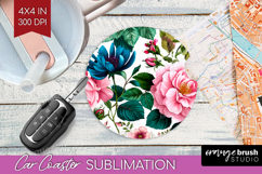 3D Flowers Car Coaster - Summer Coaster PNG Sublimation Product Image 1