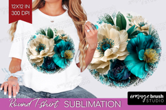 3D Flowers Round Tshirt Background - Summer PNG Sublimation Product Image 1