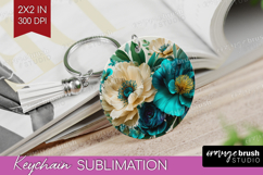 3D Flowers Keychain PNG - Summer Keychain Sublimation Product Image 1