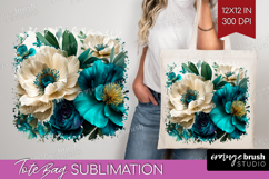 3D Flowers Tote Bag - Summer Tote Bag PNG Sublimation Product Image 1