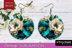 3D Flowers Round Earrings - Summer PNG Sublimation Product Image 1