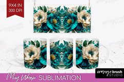 3D Flowers Mug Wrap - Summer Mug PNG Sublimation Product Image 1
