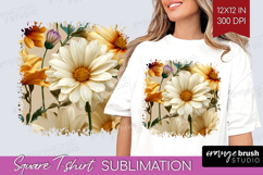 3D Flowers Square Tshirt Background - Summer PNG Sublimation Product Image 1