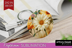 3D Flowers Keychain PNG - Summer Keychain Sublimation Product Image 1