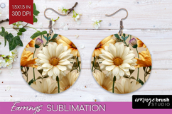 3D Flowers Round Earrings - Summer PNG Sublimation Product Image 1