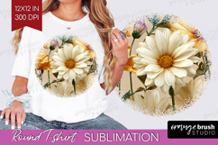 3D Flowers Round Tshirt Background - Summer PNG Sublimation Product Image 1