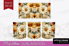 3D Flowers Mug Wrap - Summer Mug PNG Sublimation Product Image 1