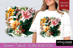 3D Flowers Square Tshirt Background - Summer PNG Sublimation Product Image 1
