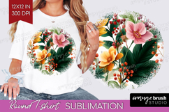 3D Flowers Round Tshirt Background - Summer PNG Sublimation Product Image 1