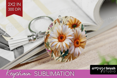3D Flowers Keychain PNG - Summer Keychain Sublimation Product Image 1