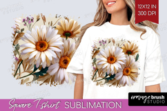 3D Flowers Square Tshirt Background - Summer PNG Sublimation Product Image 1
