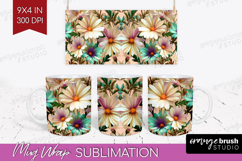 3D Flowers Mug Wrap - Summer Mug PNG Sublimation Product Image 1