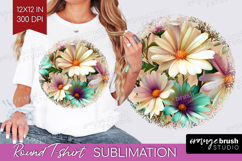3D Flowers Round Tshirt Background - Summer PNG Sublimation Product Image 1