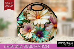 3D Flowers Lunch Bag - Summer Lunch Bug PNG Sublimation Product Image 1