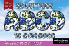 Summer Flowers Doodle Aphabet Clipart - Floral Letters PNG Product Image 1