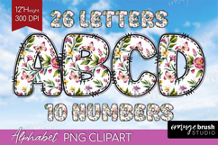 Summer Flowers Doodle Aphabet Clipart - Floral Letters PNG Product Image 1