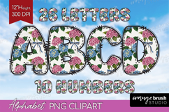 Summer Flowers Doodle Aphabet Clipart - Floral Letters PNG Product Image 1