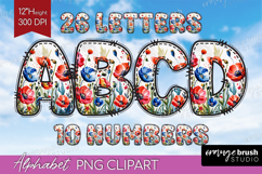 Summer Flowers Doodle Aphabet Clipart - Floral Letters PNG Product Image 1