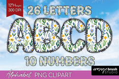 Summer Flowers Doodle Aphabet Clipart - Floral Letters PNG Product Image 1