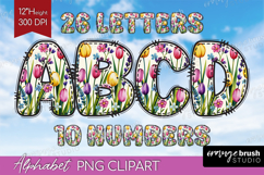 Summer Flowers Doodle Aphabet Clipart - Floral Letters PNG Product Image 1