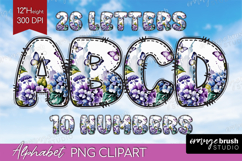 Summer Flowers Doodle Aphabet Clipart - Floral Letters PNG Product Image 1