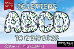 Summer Flowers Doodle Aphabet Clipart - Floral Letters PNG Product Image 1