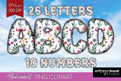 Summer Flowers Doodle Aphabet Clipart - Floral Letters PNG Product Image 1