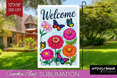 Summer Garden Flag Sublimation - Sping Welcome Sign PNG Product Image 1