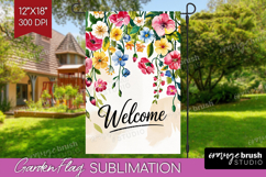 Summer Garden Flag Sublimation - Sping Welcome Sign PNG Product Image 1
