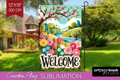 Summer Garden Flag Sublimation - Sping Welcome Sign PNG Product Image 1