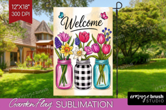 Summer Garden Flag Sublimation - Sping Welcome Sign PNG Product Image 1