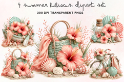 Summer Hibiscus Clipart PNG Product Image 1