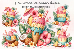 Summer Ice Cream Clipart PNG Product Image 1