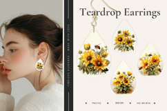 Sunflower Teardrop Earring Sunflower Bee Sublimation_2 Product Image 1