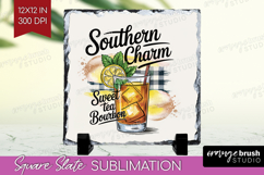 Tea Bourbon Cocktail Slate PNG Summer Drink Square Slate Product Image 1
