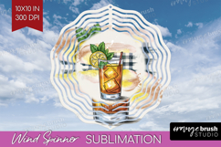 Tea Bourbon Cocktail Wind Spinner Sublimation PNG Summer Product Image 1