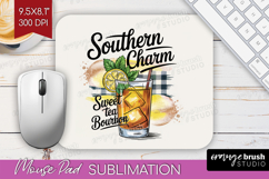 Tea Bourbon Cocktail Mouse Pad Sublimation Summer Drink PNG Product Image 1