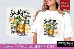 Tea Bourbon Cocktail Square Tshirt Background Summer Drink Product Image 1