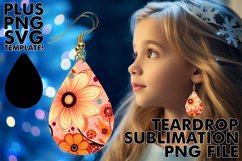 Watercolor Whimsy: Teardrop Earring Sublimation Art Product Image 1