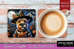 Terrier Dog Square Coaster Halloween Coaster PNG Sublimation Product Image 1