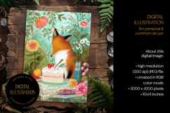 Fox Eating Cake Illustration Product Image 1
