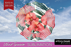 Tropical Flowers Wind Spinner Sublimation PNG - Floral Round Product Image 1